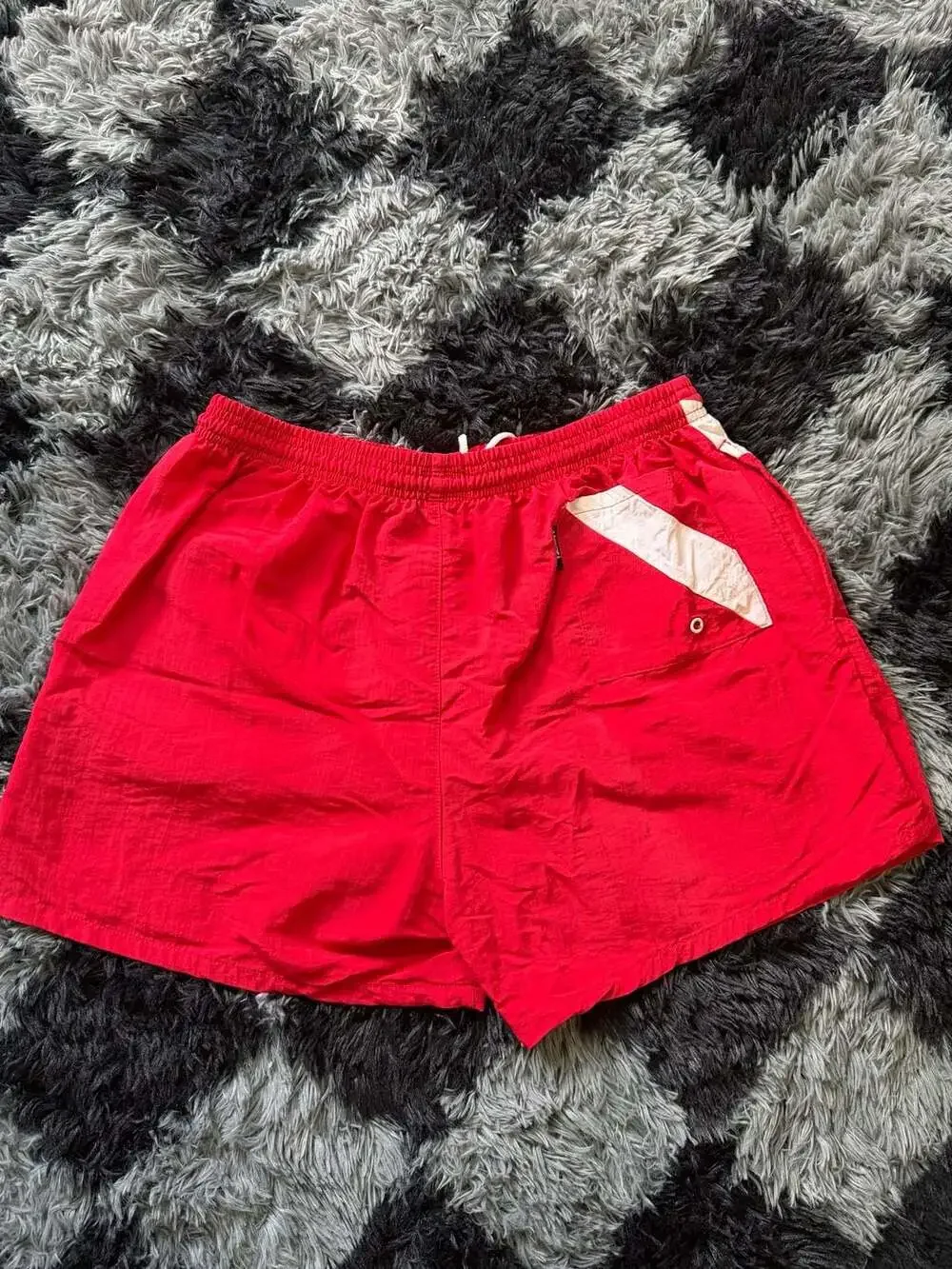 Vintage Uzzi Amphibious Gear Nylon Swim Trunks Shorts Red and White